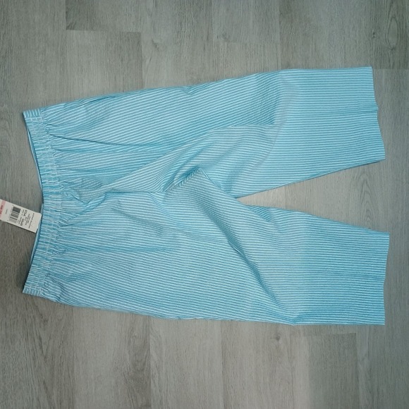 Alfred Dunner Blue White Stripe Light Weight Capri Pants Size 10 - Picture 7 of 7